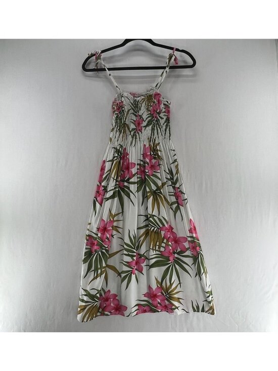 Royal Hawaiian Creations Dresses & Skirts - Royal Hawaiian Creations Smocked Sundress Womens S Rayon Plumeria Floral White